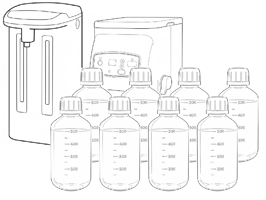 タンパク分解型洗浄水生成器の線画
